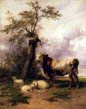  Cooper Pintura - El Señor De Los Pastos animales de granja Thomas ganado Sidney Cooper